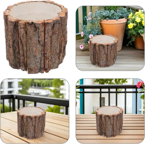 Vista 9 de DOITOOL - Maceta de troncos para troncos de árbol, maceta de madera rústica