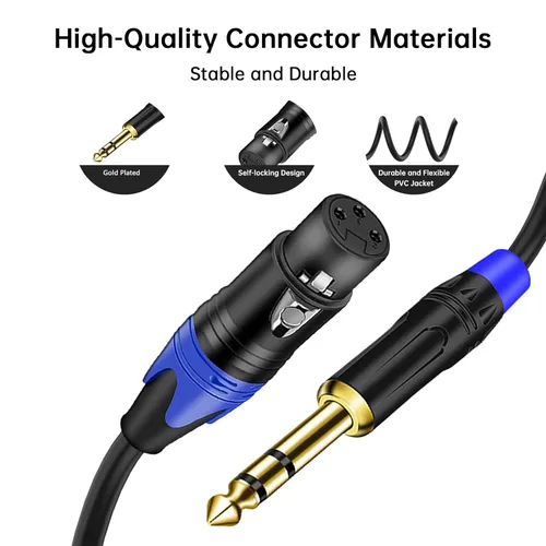 Vista 3 de Doble hembra XLR a 1/4 pulgadas (0.250 in) TRS estéreo macho enchufe Y-Splitter Cable, desequilibrado 2-XLR hembra a cuarto de pulgada adaptador