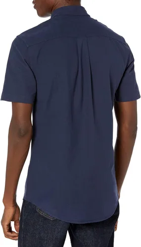 Vista 2 de Tienda Essentials Camisa Oxford de manga corta ajustada con bolsillo para hombre