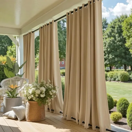 Vista 14 de NICETOWN - 2 paneles de cortinas para exteriores impermeables extra largas de 108 pulgadas para patio, resistentes al viento, con aislamiento