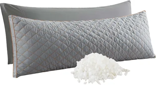 Vista 24 de WhatsBedding Almohada corporal de espuma viscoelástica con funda de algodón transpirable con cremallera, almohada de cuerpo completo para adultos