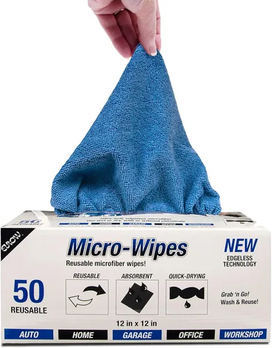 Vista 2 de Eurow Paños de limpieza y secado de microfibra de 200 GSM con caja dispensadora, reutilizables, sin rayas, sin arañazos, ultra absorbentes, sin