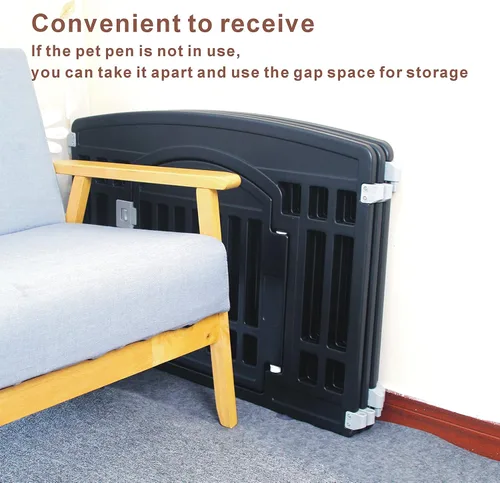 Vista 5 de Corralito plegable para mascotas, puerta para perros, plástico resistente, corral de ejercicio para cachorros, cerca para mascotas pequeñas, jaula