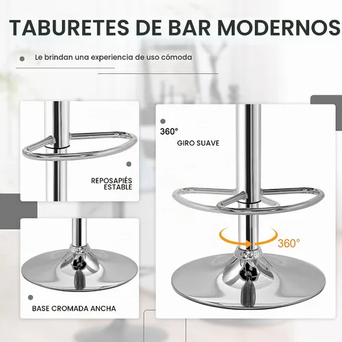 Vista 8 de VECELO Juego de 2 taburetes de bar ajustables, taburetes de altura de barra para encimera de cocina