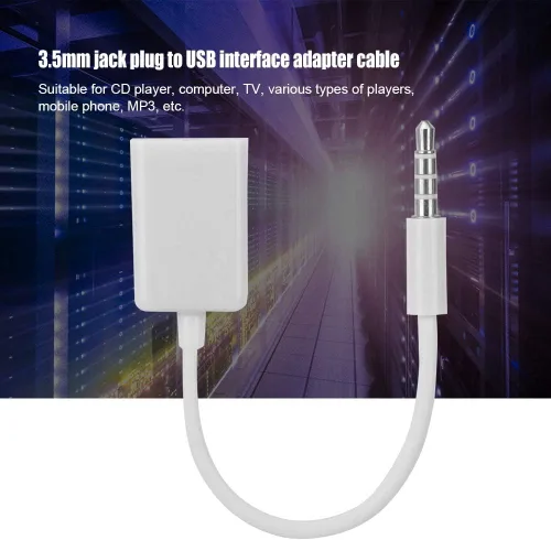 Vista 6 de Convertidor de cable MP3 TV USB hembra a conector de 0.138 in macho de 0.138 in macho a USB hembra adaptador de cable de audio AUX para reproductor