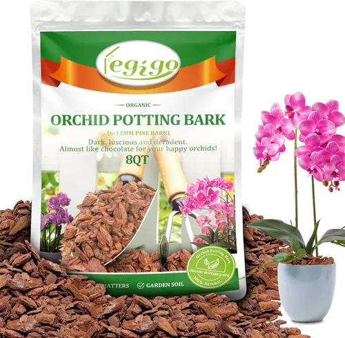Vista 14 de Legigo Corteza orgánica para macetas de orquídeas de 4 cuartos de galón - Mezcla natural para macetas de corteza de orquídea, astillas de madera