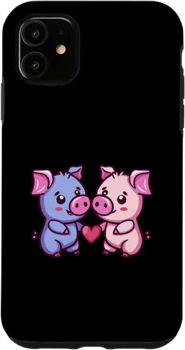Vista 5 de iPhone 15 Pigs Love Couple Heart Valentines Day Case