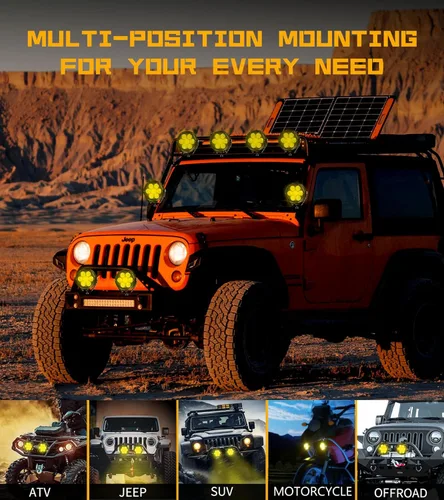 Vista 7 de Kewig Cápsulas de Luz LED Blanco Ámbar de 4 Pulgadas 96W, 6 Modos Cápsulas de Luz Antiniebla de Doble Color Cubo, Luces Combo Spot Flood