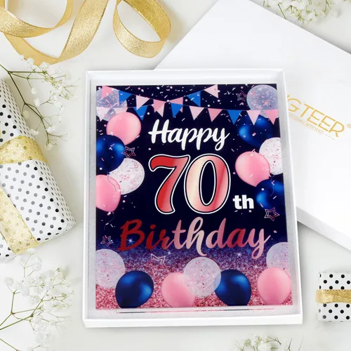 Vista 33 de LINGTEER Decoración de cumpleaños, soporte para globos, centros de mesa de acrílico, póster impreso de feliz 50 cumpleaños, centros de mesa de Negro