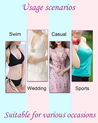 Vista 7 de Cubiertas de pezón de levantamiento de pétalos de pecho, adhesivo reutilizable, brasier invisible de silicona, alas de elevación para mujeres
