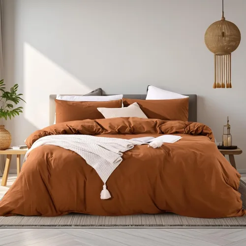 Vista 27 de NEXHOME PRO Funda de edredón Twin XL 100% algodón lavado, transpirable, duradera, texturizada, similar al lino, juego de ropa de cama para el hogar