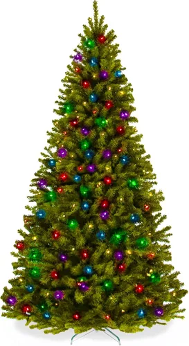 Vista 13 de Best Choice Products Árbol de Navidad de abeto azul preiluminado, decoración artificial con bisagras completas, 100 luces incandescentes blancas
