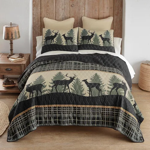 Vista 10 de Donna Sharp Bear Cottage-Queen - Juego de edredón tamaño Queen, mide 90 x 90 pulgadas, incluye 1 edredón y 2 fundas de almohada estándar, lavable a