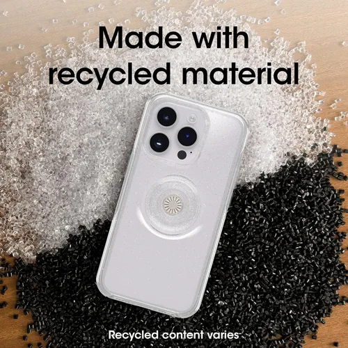 Vista 6 de OtterBox Funda transparente para iPhone 14 Pro Max (solamente) Otter + Pop Symmetry Series - Stardust POP (transparente/brillantina), PopSockets