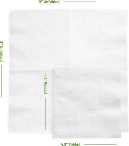 Vista 2 de GUSTO Servilletas blancas para bebidas (500 unidades, plegadas de 4.5 x 4.5 pulgadas), servilletas de cóctel a granel de 1 capa, servilletas