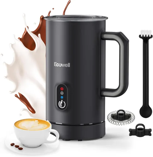 ECOWELL Espumador de leche automático y vaporizador, espumador eléctrico 4 en 1 para café con leche, máquina de chocolate caliente, espuma fría y