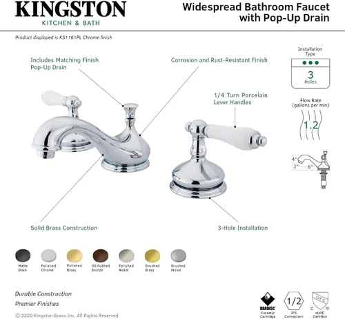 Vista 6 de Kingston Brass KS1167PL Grifo de baño extendido de 8 pulgadas, latón cepillado