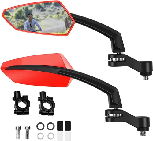 Vista 10 de Addmotor Espejos de bicicleta, 1 par de montaje para manillar de espejo de bicicleta, espejo giratorio ajustable de 360°, HD, espejo retrovisor