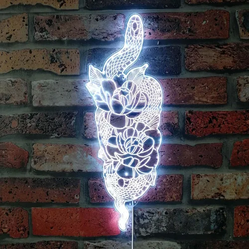 Vista 18 de ADVPRO Flor con tatuaje de serpiente RGB Dynamic Glam LED Sign - Forma de corte a borde - Decoración de pared 3D inteligente - Iluminación dinámica