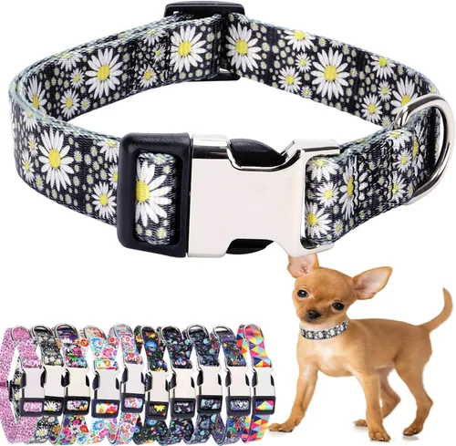 Vista 26 de Lindo collar para perros XS, pequeños, medianos y grandes, collar de nailon suave para mascotas, estampado 3D, con patrones multicolores, collares