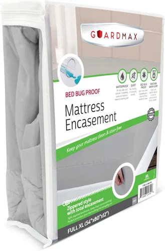 Vista 31 de Guardmax Funda de colchón de punto con cremallera, tamaño Queen, impermeable y a prueba de chinches, ropa de cama cómoda, suave y silenciosa