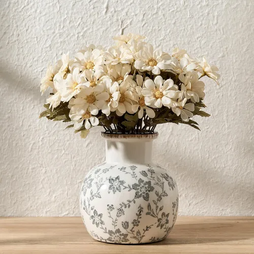 Vista 31 de SIDUCAL Florero decorativo de cerámica Florero rústico de 7.48 pulgadas para decoración del hogar, mesa, sala de estar, baño, escritorio de café