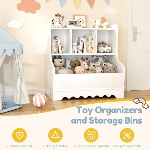 Vista 3 de Marcytop Children's Bookshelf and Toy Storage Organizer (Cream)