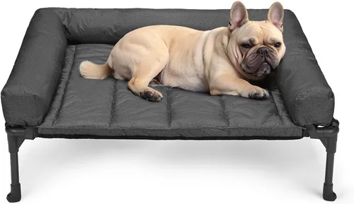 Vista 28 de Veehoo Cama elevada refrescante para perro que incluye cojín de refuerzo extraíble e impermeable, cuna elevada para mascotas con malla Teslin