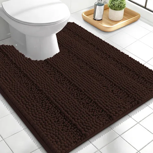 Vista 220 de OLANLY Alfombras de Baño Gruesas de 47 x 20 pulgadas, Extra Suaves Absorbentes de Chenilla a Rayas, Respaldo de Goma, Lavables y Secables a Máquina