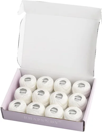 Vista 30 de Rhapsody Hilo de algodón perla tamaño 8 hilo de ganchillo Perle 12 bolas Set tejido a mano, bordado, sashiko, punto de cruz, costura, punto