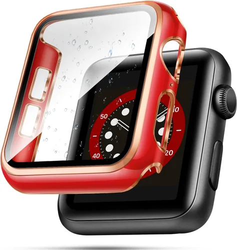 Vista 19 de top4cus Carcasa de 38mm compatible con Apple Watch, con protector de pantalla de vidrio templado incorporado, cubierta de PC para iWatch Series