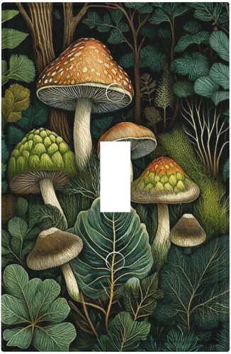 Vista 142 de Cubiertas Decorativas de Arte para Interruptores de Luz de Hojas de Otoño Placa de Pared de Palanca Individual Cubierta Decorativa para Interruptor