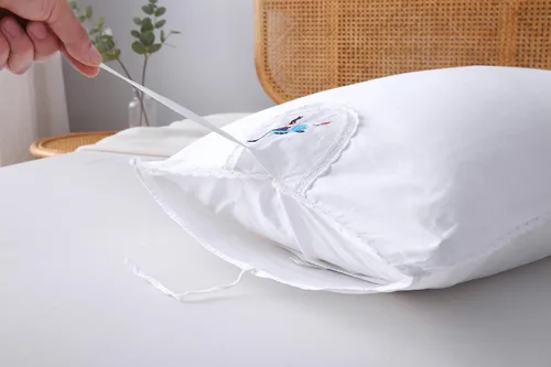 Vista 5 de Fundas de almohada bordadas blancas, fundas de almohada de pájaros con encaje, 100% algodón, paquete de 2 unidades, tamaño individual estándar 26 x