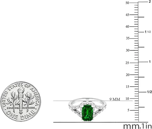 Vista 4 de Dazzlingrock Collection Anillo de compromiso de mujer con piedras preciosas creadas en laboratorio y diamantes blancos de 0.276 x 0.197in, plata