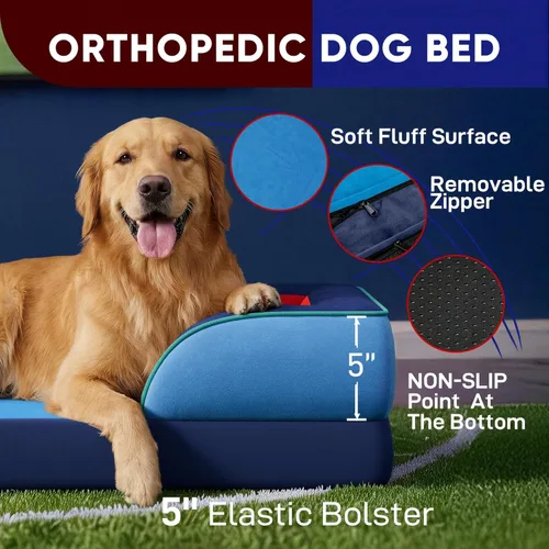 Vista 54 de Comfort Expression Cama ortopédica para perros extra grandes de 45 x 35 pulgadas, cama para mascotas XL de espuma tipo caja de huevos impermeable