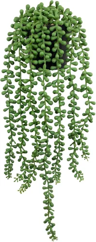 Vista 8 de LOYWREE 3 piezas de plantas falsas de interior, planta artificial de cadena de perlas en macetas negras, plantas colgantes suculentas artificiales