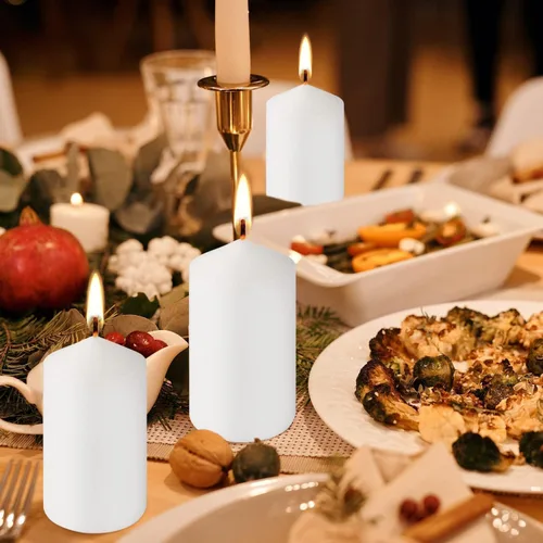 Vista 5 de Howemon 20 velas de pilar de cera de larga combustión a granel de 2 x 4 pulgadas, sin goteo, sin perfume, sin humo, para bodas, fiestas, spa
