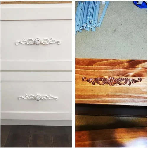 Vista 7 de MUXSAM Apliques de madera decorativos tallados, calcomanías largas de madera para decoración de muebles, tallas de roseta para puerta, gabinete