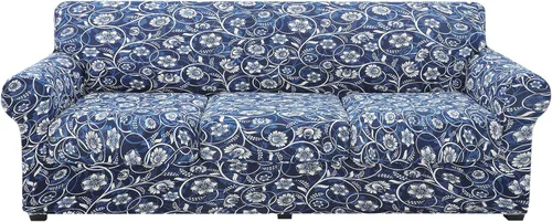 Vista 51 de hyha Funda para sofá, fundas para sofá biplaza, diseño floral, elásticas, estampadas, 3 piezas, fundas para sofá de 2 cojines separados, protector