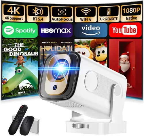 Vista 10 de [Proyector 2026 actualizado] Mini proyector compatible con 4K 1080P Keystone automático 270° giratorio con WiFi 6 y Bluetooth 5.2 proyector portátil