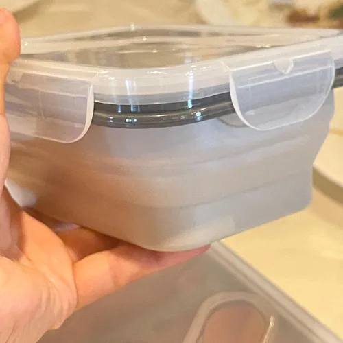 Vista 7 de Green Handle US - Caja Bento reutilizable plegable para llevar para microondas y lavavajillas, sin BPA, no tóxica, antiadherente, color beige