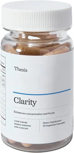 Suplemento Nootrópico Thesis Clarity – Apoyo Cerebral Diario para Concentración, Memoria y Aprendizaje – Cafeína, Melena de León, B6, Ginseng – 25