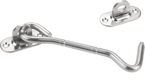 Vista 4 de Pestillo de gancho de cabina de acero inoxidable sólido de 4 pulgadas con tornillos de montaje para puertas, ventana de puerta (paquete de 2)