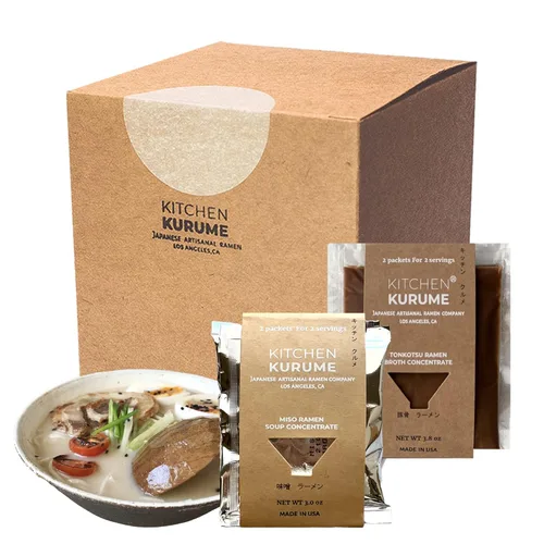Kitchen Kurume® Tonkotsu - Concentrado de caldo de ramen (paquete de 6) y concentrado de base de sopa Miso Ramen (paquete de 4) surtido, fabricado