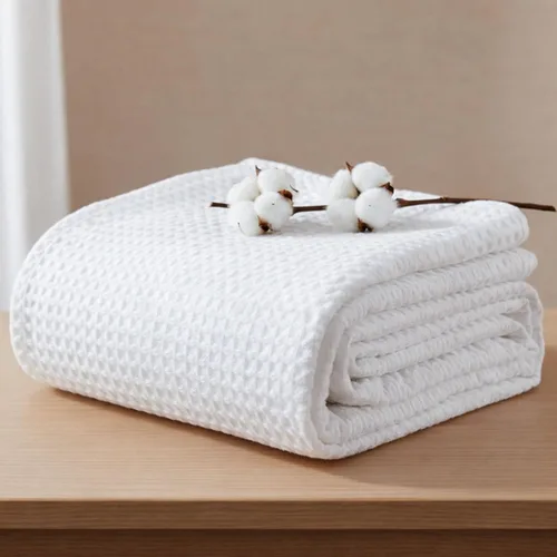 Manta de punto gofre, tamaño XL, ligera y transpirable para personas que duermen con calor, manta suave de primavera, manta de punto gofre de