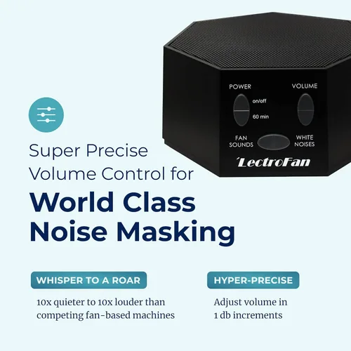 Vista 5 de Adaptive Sound Technologies LectroFan Classic Máquina de Ruido Blanco - Máquina Compacta de Sonido para Dormir para Dormitorio, Viajes, Estudio