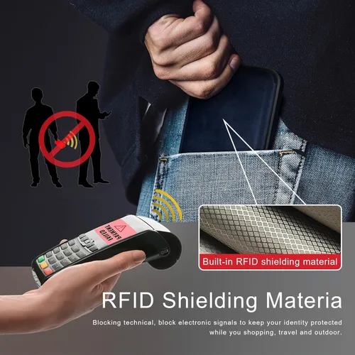 Vista 4 de DJDUCK Funda diseñada para iPhone XR con tarjetero y cierre magnético, protección de piel con bloqueo RFID, a prueba de golpes, para mujeres y Azul