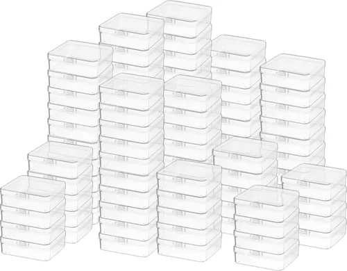Vista 9 de SATINIOR 100 Piezas Cajas de Almacenamiento de Perlas de Plástico Transparente Cajas Pequeñas Claras con Tapa con Bisagras Estuche de Plástico