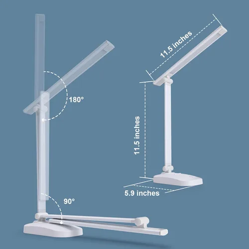 Vista 3 de DWEPTU - Lámpara de escritorio LED para cuidar los ojos lámparas de mesa regulables lámpara de oficina regulable con puerto de carga USB control