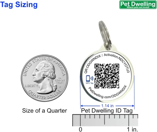 Vista 3 de Pet Dwelling Symbols NFC & QR Code - Etiqueta de identificación inteligente para perro, escaneo fácil, acceso instantáneo al perfil en línea